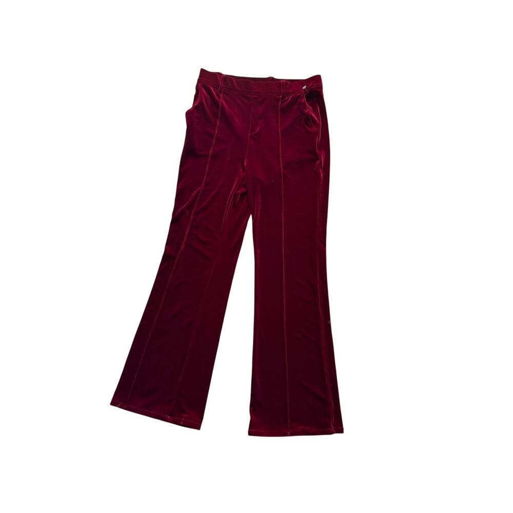Halara Burgundy Red Velvet Flare Pants NWT High Waist Large